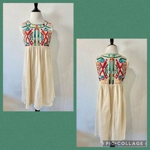 Anthropologie by Gryphon Sunny Dress Empire Waistline Embroidered Dress India